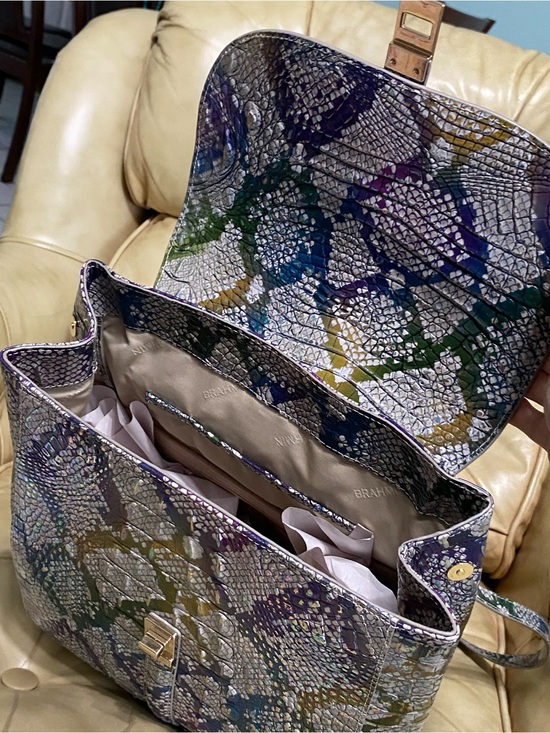 LKNW Brahmin LARGE Sadie Backpack Bag Spellbound Leather Snake Croc Melbourne main image 12